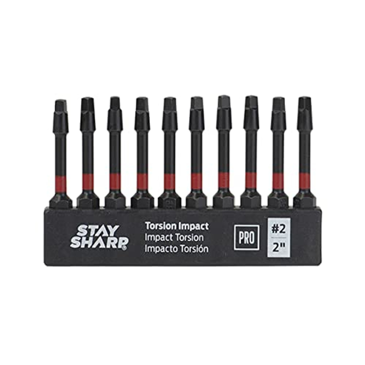 Stay Sharp 75310 2 in. SQ No.2 Torsion Impact Bit Clip Square Recess Professional Screwdriver Bit - Recyclable - Pack of 10