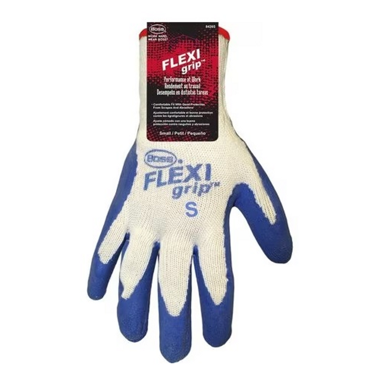 Boss Gloves 8426S Flexi Grip Knit Gloves, Small, White/Blue - 12 Pairs