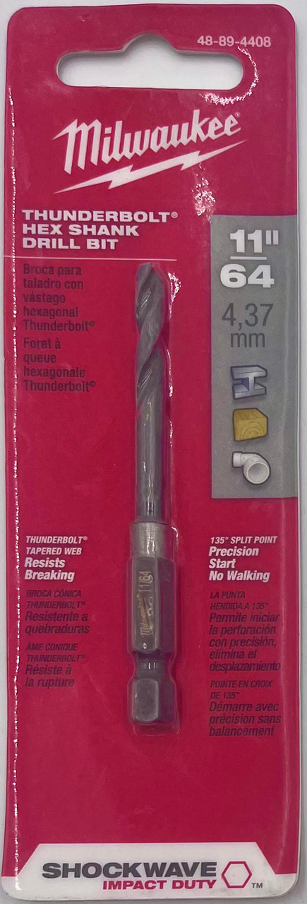 Milwaukee 48-89-4408 Thunderbolt Hex Shank Drill Bit 11/64 in