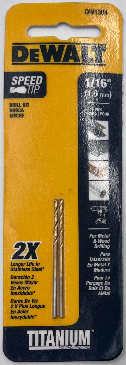 DeWalt DW1304 Speed Tip Titanium Drill Bit 2pcs 1/16 in