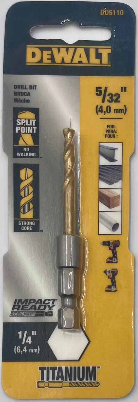 DeWalt DD5110 Split Point Impact Ready Titanium Drill Bit 5/32 in