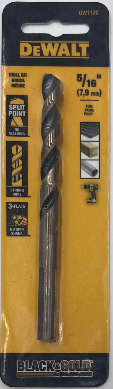 DeWalt DW1120 Split Point Black Oxide Drill Bit 5/16 in