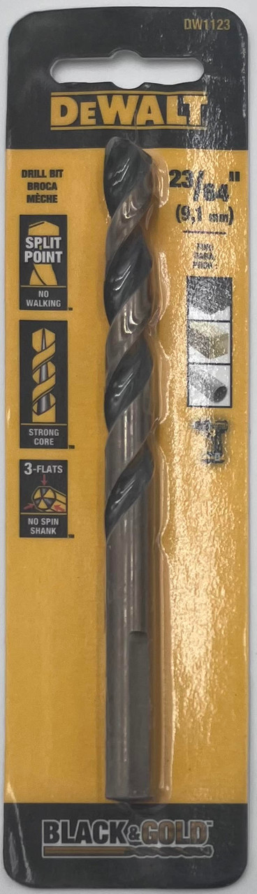 DeWalt DW1123 Split Point Black Oxide Drill Bit 23/64 in