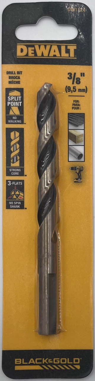 DeWalt DW1124 Split Point Black Oxide Drill Bit 3/8 in