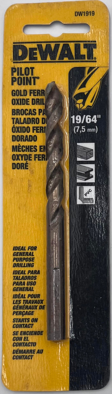 DeWalt DW1919 Pilot Point Gold Ferrous Oxide Drill Bit 19/64 in