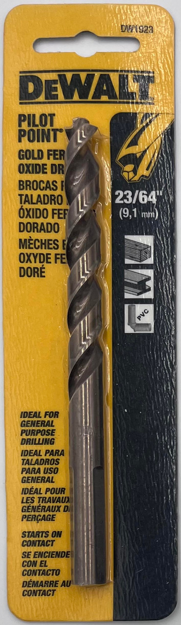 DeWalt DW1923 Pilot Point Gold Ferrous Oxide Drill Bit 23/64 in