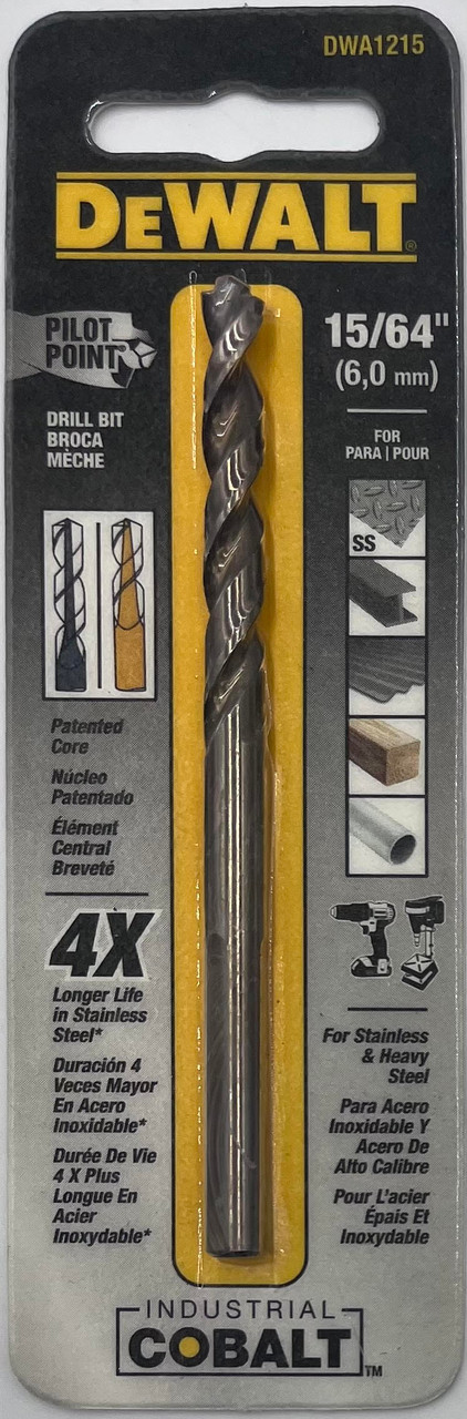 DeWalt DWA1215 Pilot Point Black Oxide Drill Bit 15/64 in