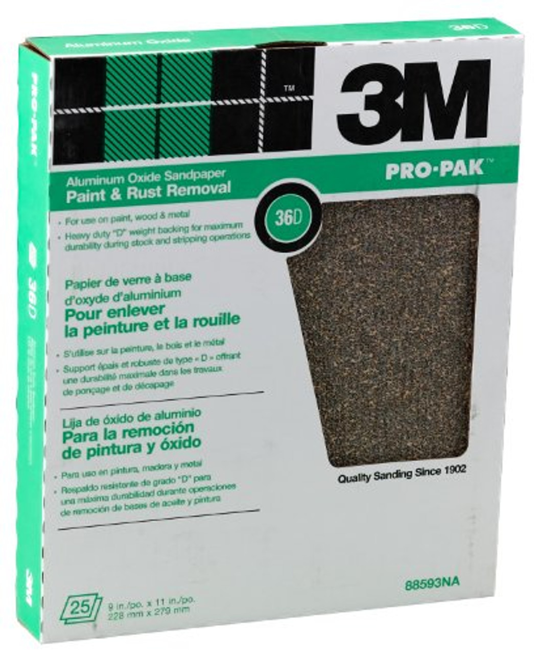 3M (88593NA-25PK) 9" X 11" Aluminum Oxide Sandpaper 25-Sheets