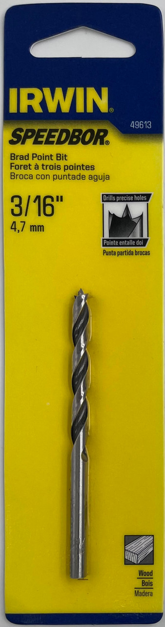 Irwin Speedbor 49613 Brad Point Drill Bit, 3/16"
