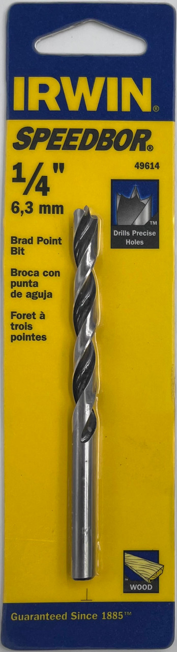 Irwin Tools 49614 Brad Point Drill Bit, 1/4"