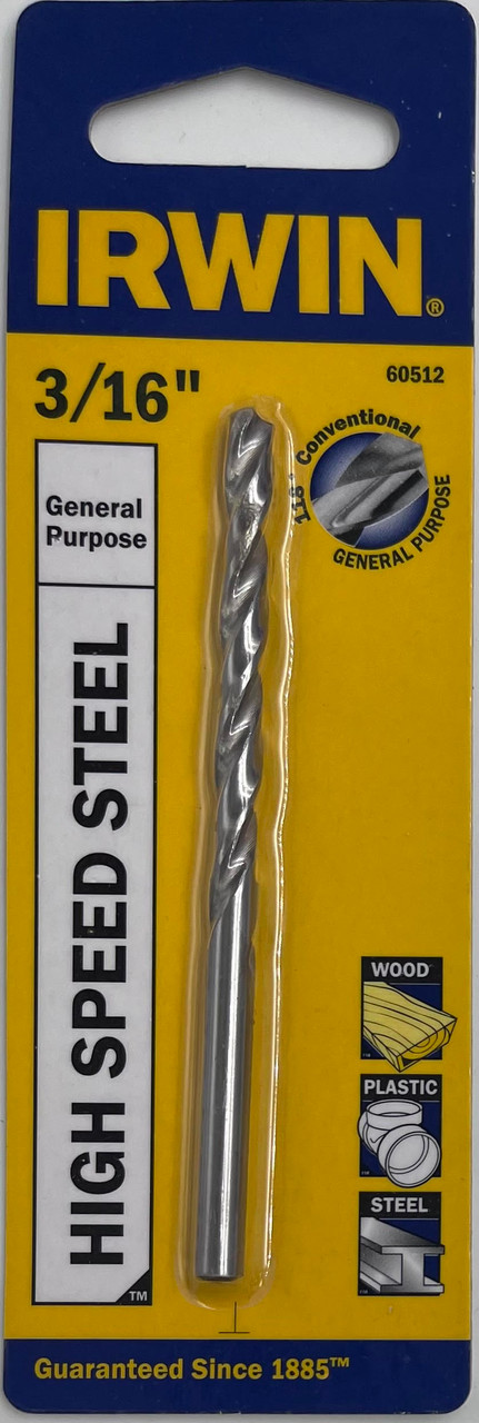 Irwin 60512 High Speed Steel Drill Bit 3/16 inch