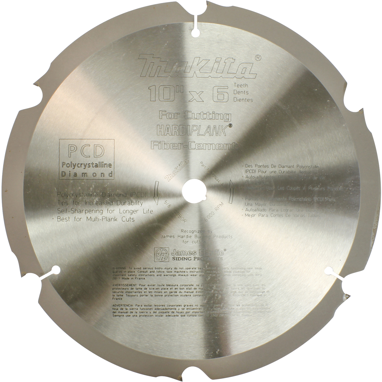 Makita 721444-A Fiber Cement Miter Saw Blade, PCD, 10" x 6T