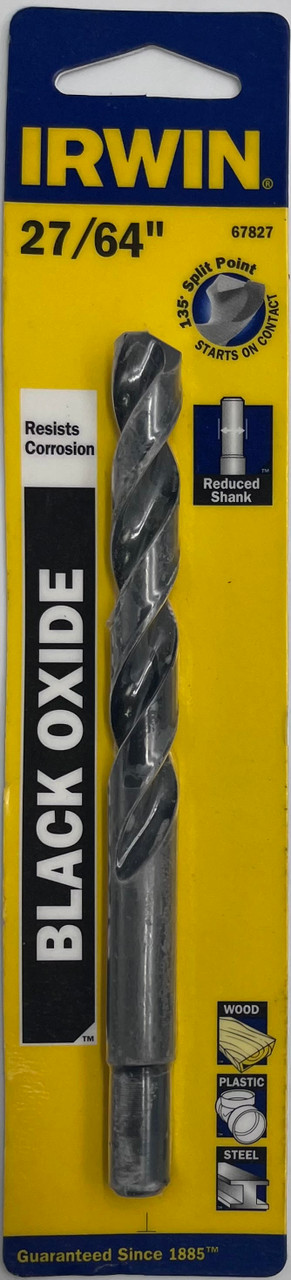 Irwin 67827 Black Oxide Drill Bit 27/64 in