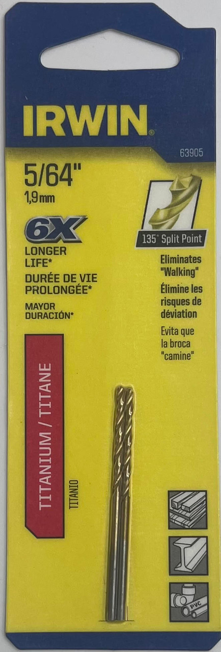Irwin 63905 Titanium Drill Bit 5/64 inch