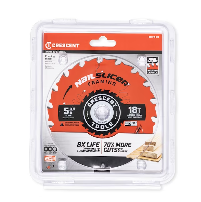 Crescent CSBFR-518 NailSlicer Framing Carbide Blade, 5-3/8" x 18T