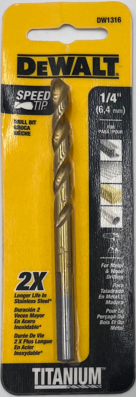 DeWalt DW1316 Speed Tip Titanium Drill Bit 1/4 in