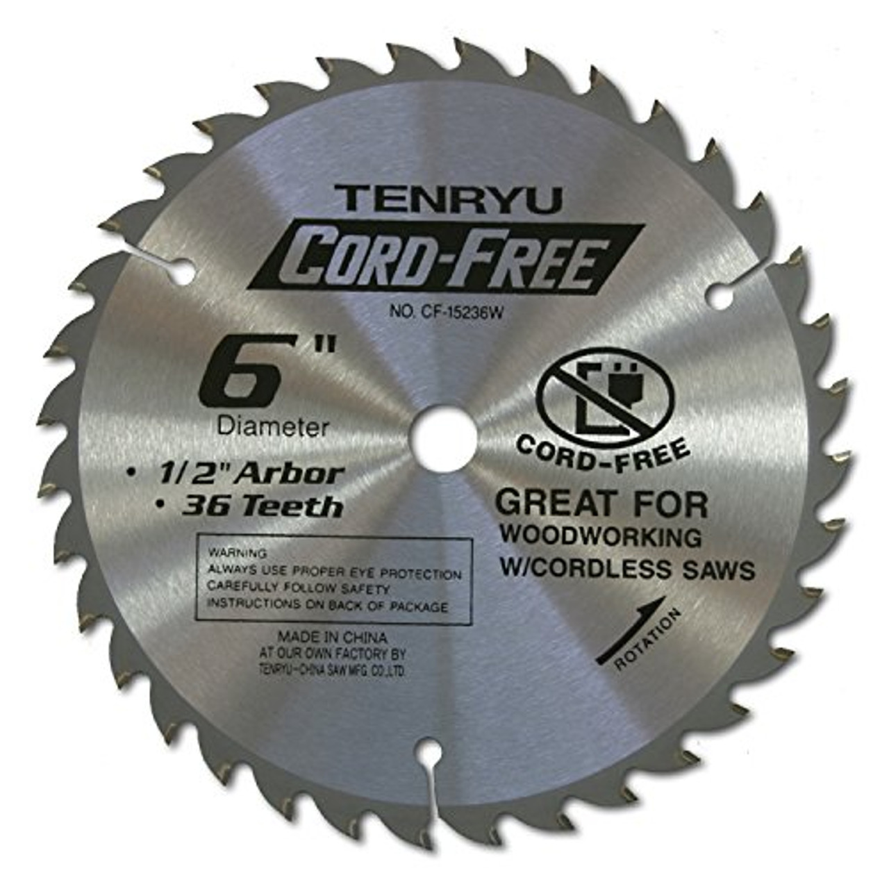 Tenryu CF-15236W Cord-Free Carbide Blade, 6" x 36T