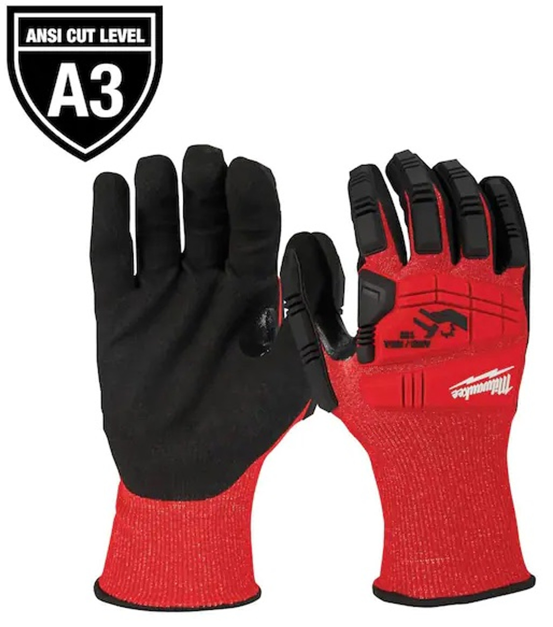 Milwaukee 48-22-8971 Medium Red Nitrile Impact Level 3 Cut Resistant Dipped Work Gloves