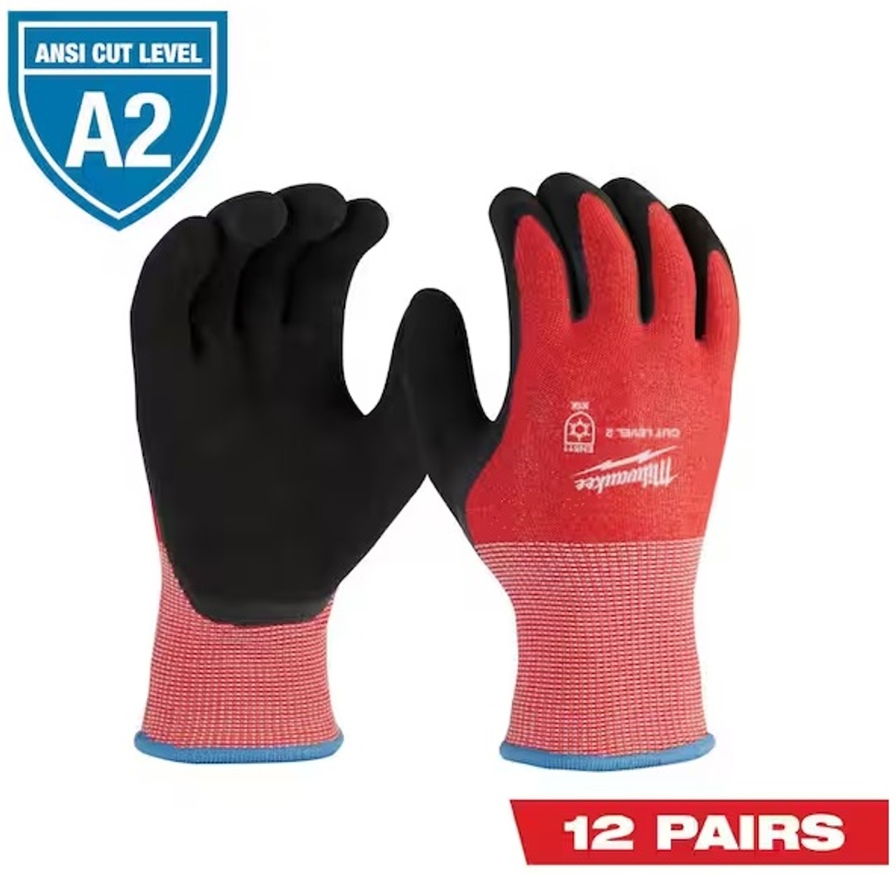 Milwaukee 48-73-7921B Medium Red Latex Level 2 Cut Resistant Insulated Winter Dipped Work Gloves (12-Pack)
