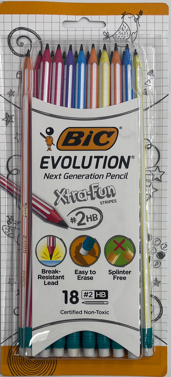 BIC 43038 Evolution No2HB Xtra-Fun Pencil - 18 pack