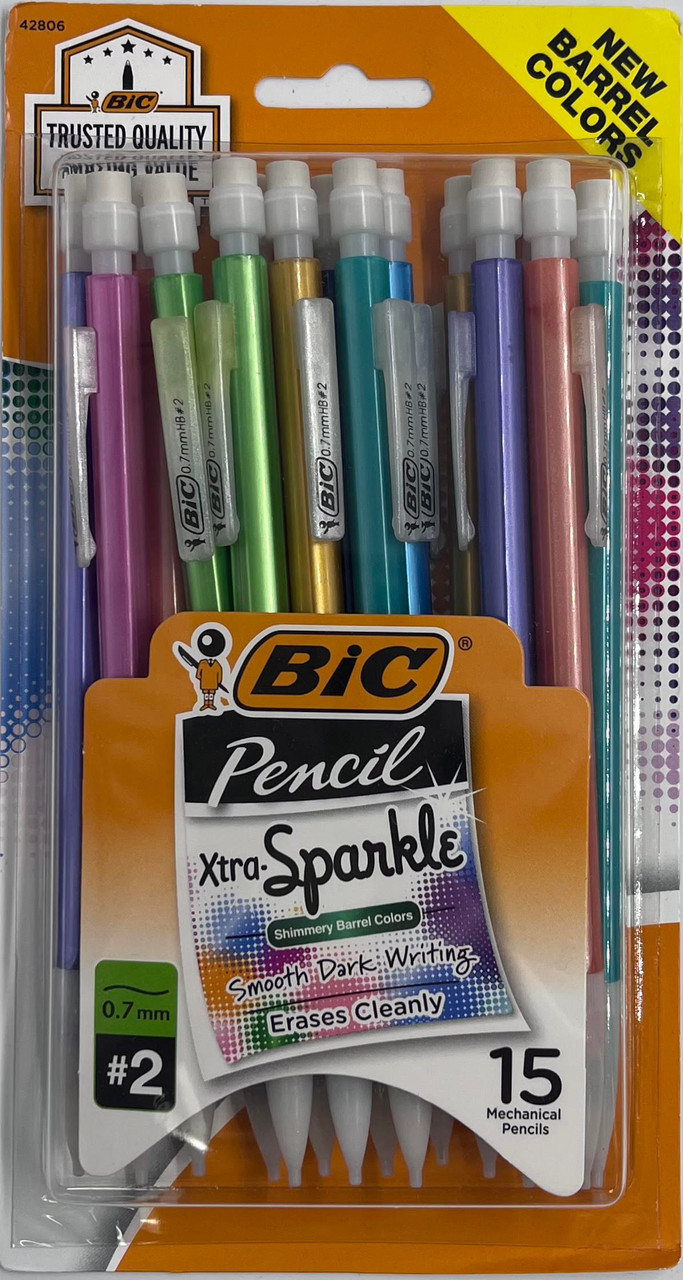 BIC 42806 Xtra-Sparkle Mechanical No2 Pencils 0.7mm Lead - 15 pack