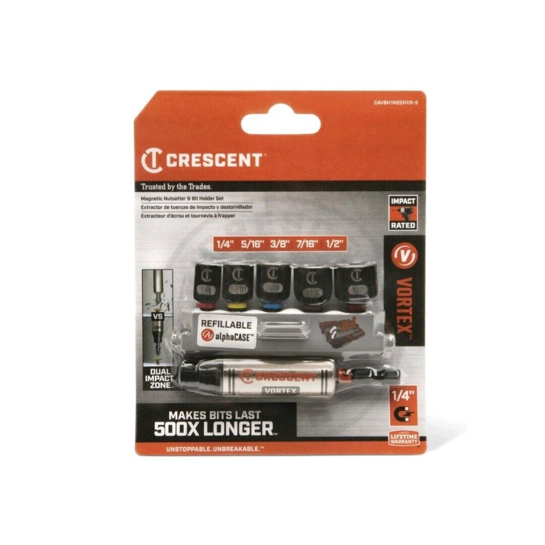 CRESCENT VORTEX (CAVBH1N2DHXR-5) Magnetic Bit Holder and Nutsetter Set - 6 Piece