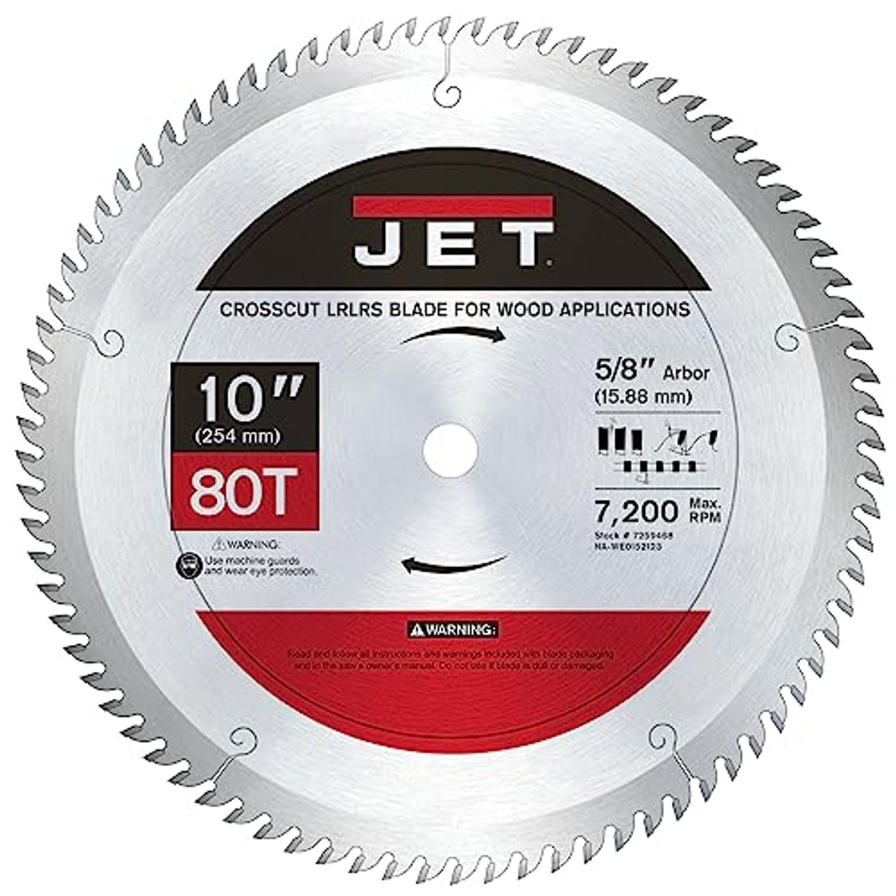 JET 1080, 10-Inch Circular Saw Blade, 80T, Crosscut LRLRS (7259468)