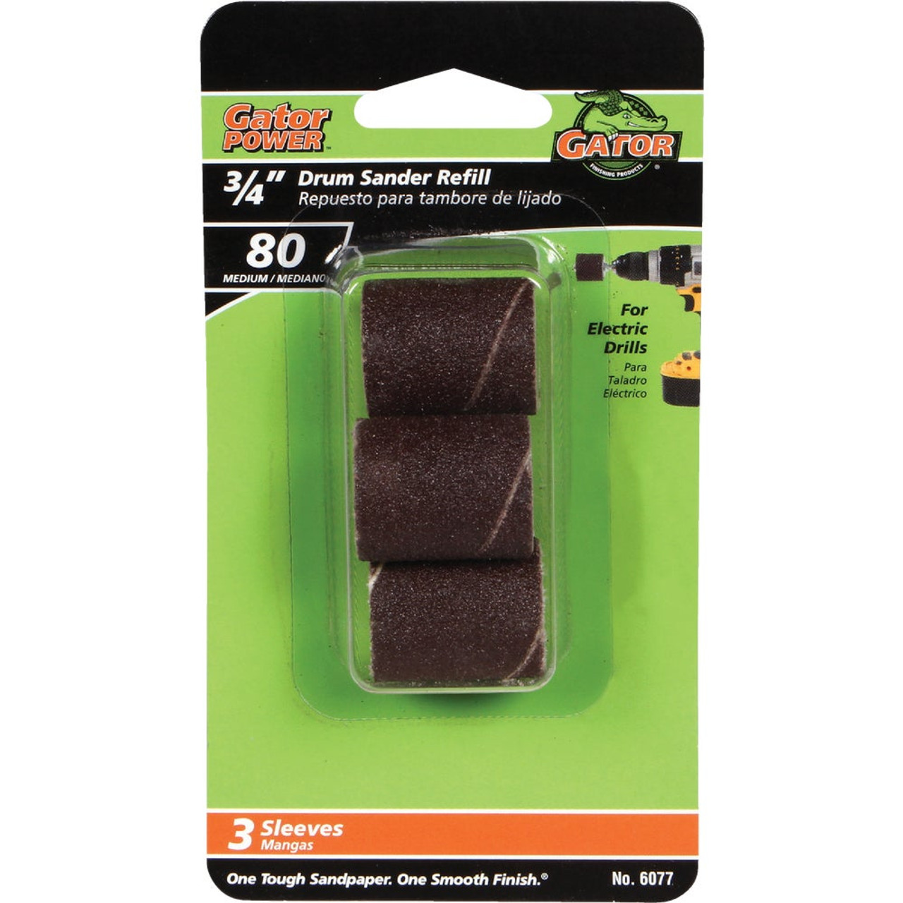 Gator (6077) 3/4" x 1" Medium Sleeve Drum Sanding Refill, 1-Pk/3-Drums