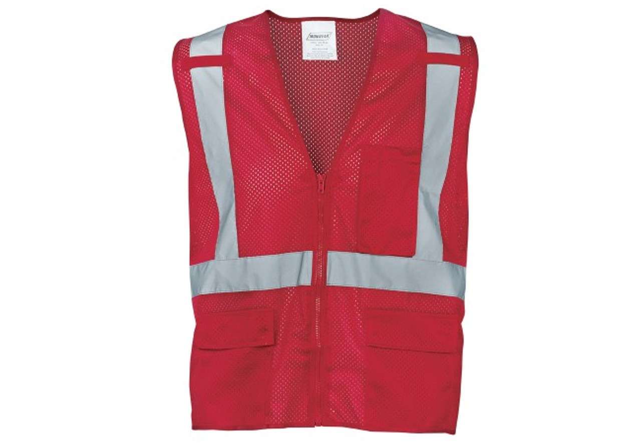 Ironwear 1284-RZ-RD-SM Economy Red Multi-Pocket Reflective Vest, Size Small