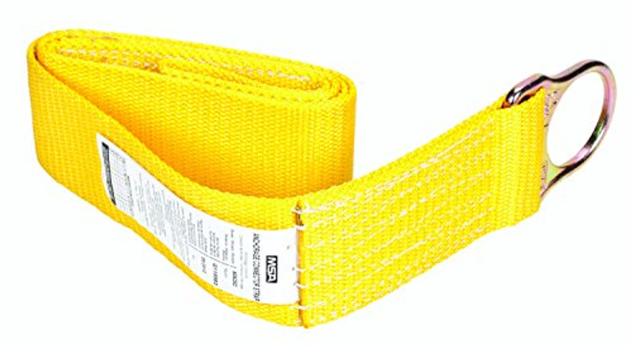 MSA 10077603 Nylon Anchorage Connector Strap, 14' Length, Yellow