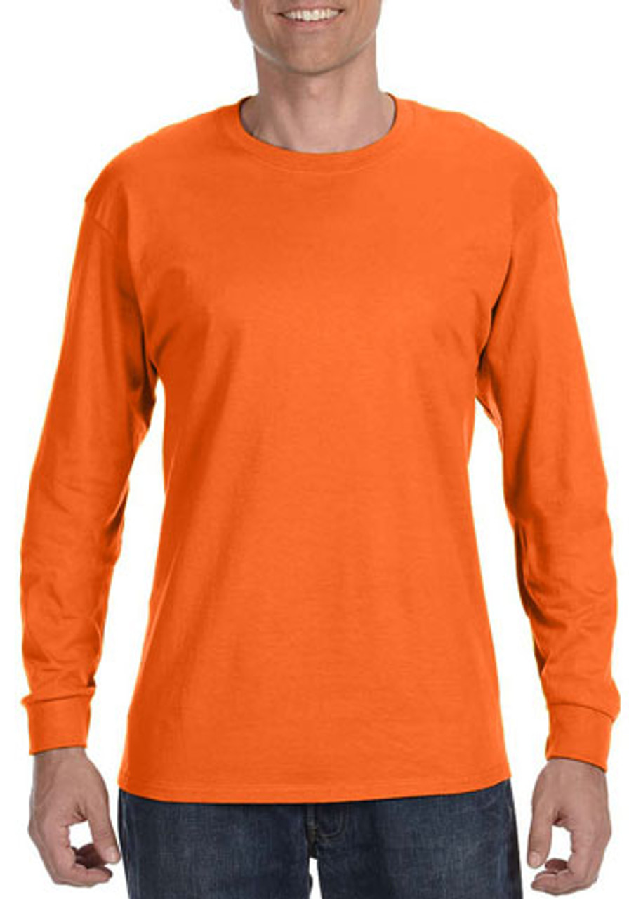 Gildan Ultra Cotton 4307-0 Long Sleeve Safety Shirt, Orange, 2XL