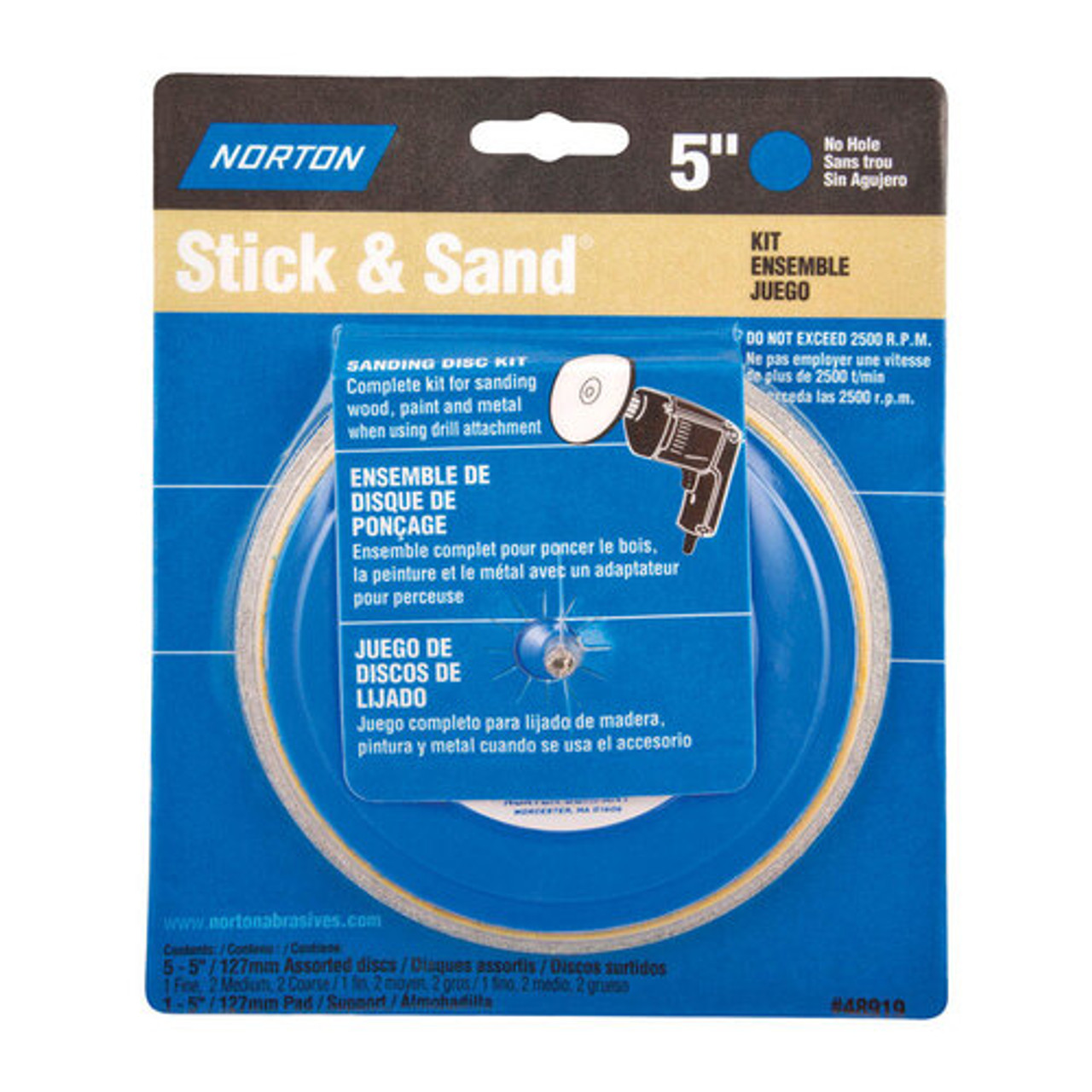 Norton (48919) Sanding Disc Kit Stick & Sand 5" Aluminum Oxide Adhesive Assorted Grit