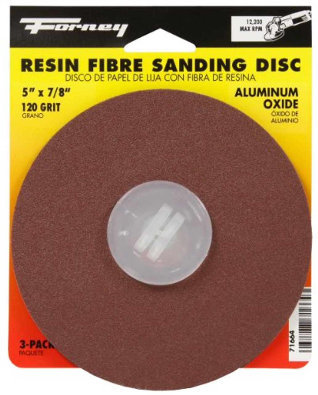 Forney (71664) Sanding Discs, Aluminum Oxide with 7/8-Inch Arbor, 5-Inch, 120-Grit, 3-Pack