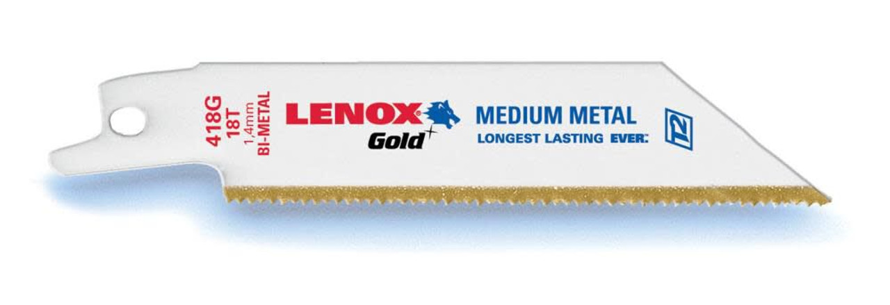 LENOX Gold (21068418GR) - 4" 18TPI Titanium Nitride Coated Edge Metal Cutting Reciprocating Blade - 5 Pack