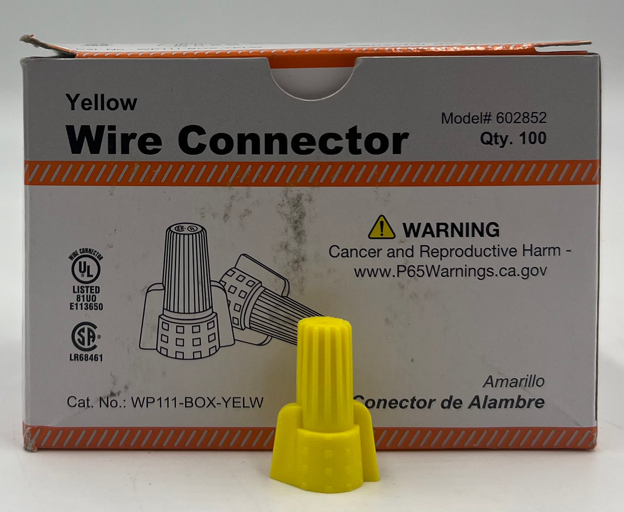 PREFERRED INDUSTRIES 602852 Wing-Type Wire Connector, Yellow, 100 Per Box