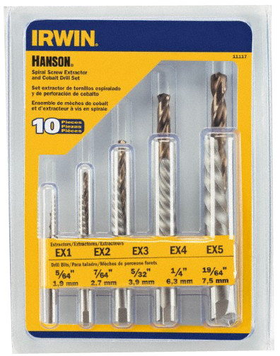 Irwin Industrial Tools 11117 Pouched Spiral Flute Screw Extractors with Cobalt Drill Bits Set, 10-Piece