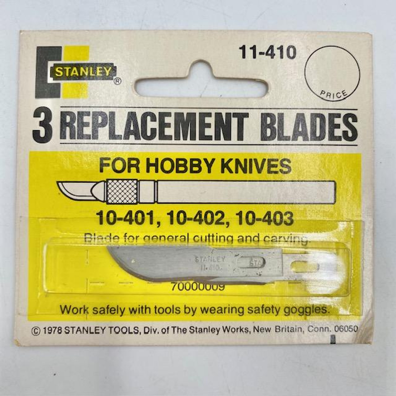 Vintage Stanley 11-410 Replacement Blades for Hobby Knives, 3 Blades, Made in U.S.A.