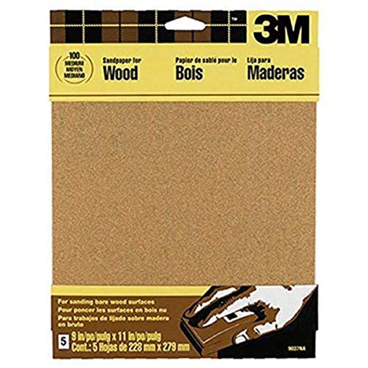 3M (9040NA) Assorted-Grit Sandpaper, 9 in x 11 in, 1-Pk/5-Sheets