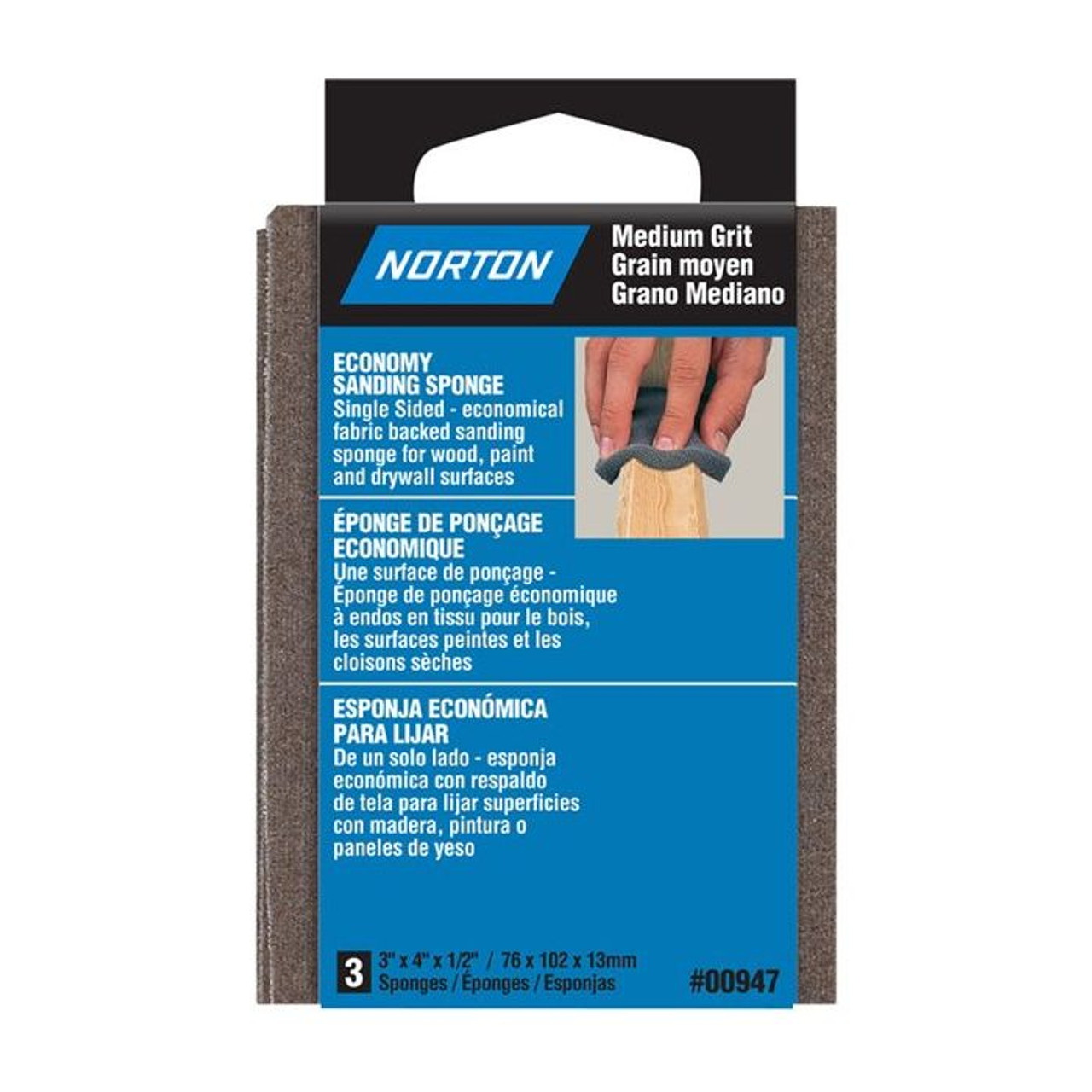 Norton (00947) 3 X 4" Medium Grit Flexible Sanding Sponge 1-Pk/3-Sponges