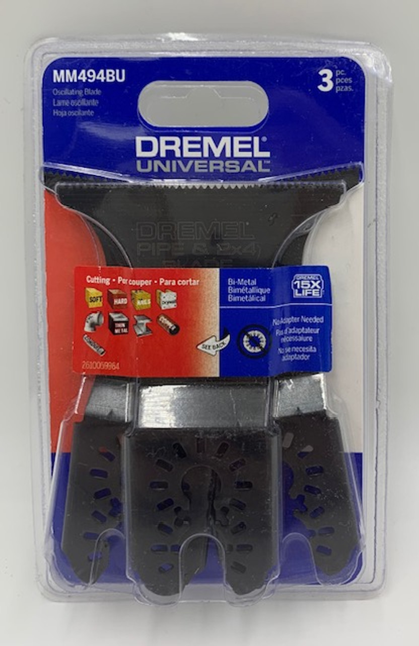 Dremel (MM494BU) Universal 2-3/4 In. Bi-Metal Wood/Metal Oscillating Blade (1-Pack/3-Blades)