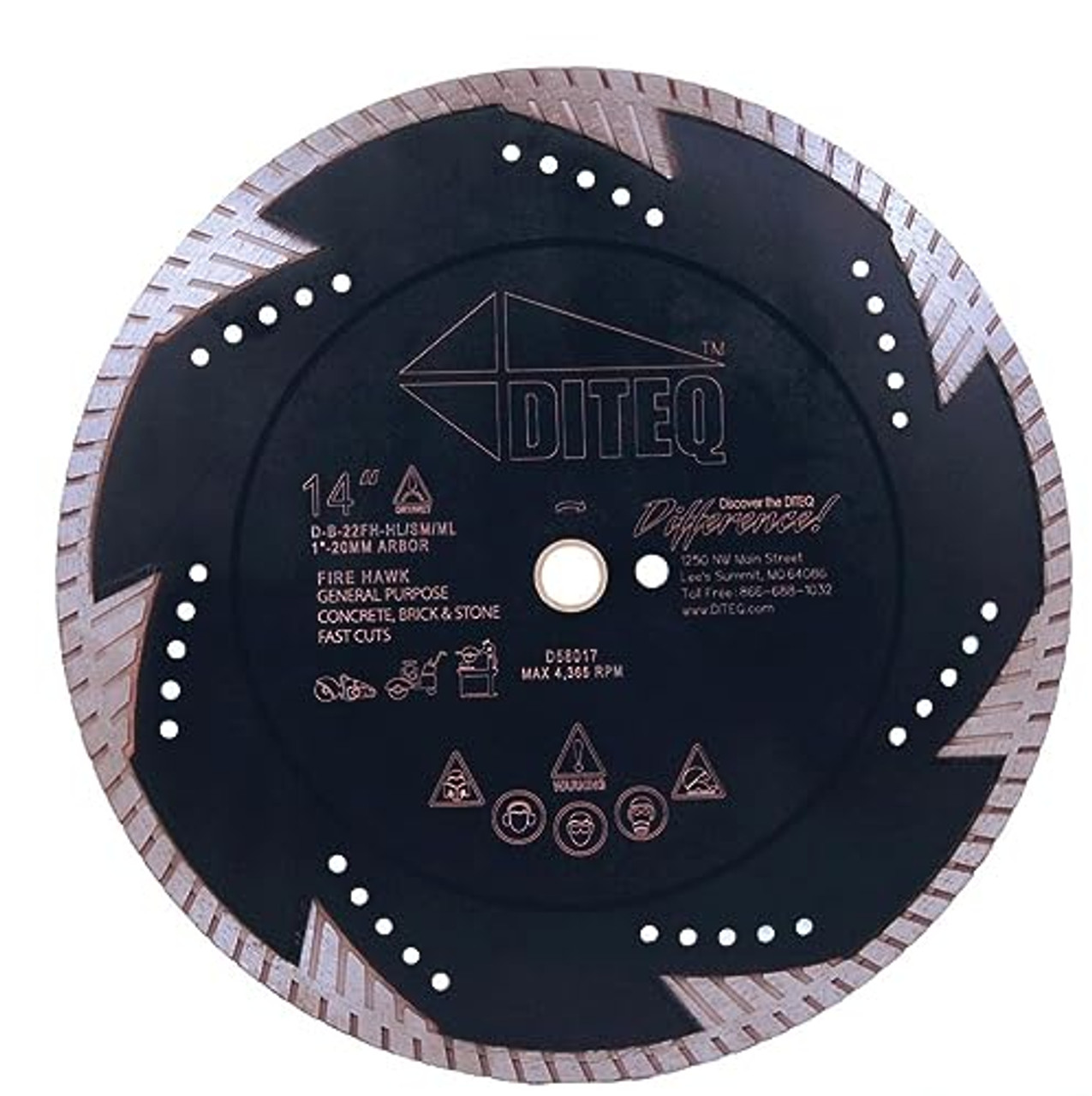 Diteq D58017 B22 Premium Continuous Rim Blade Size: 14" x .125" x 1"-20 mm