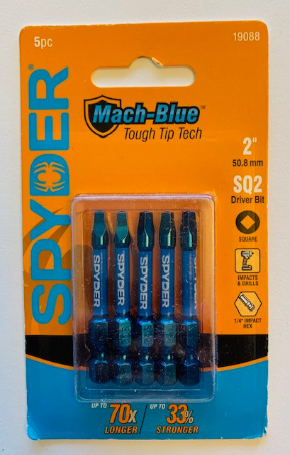 Spyder 19088 5-Piece 1/4-in x 2-in SQ2 Driver Bit