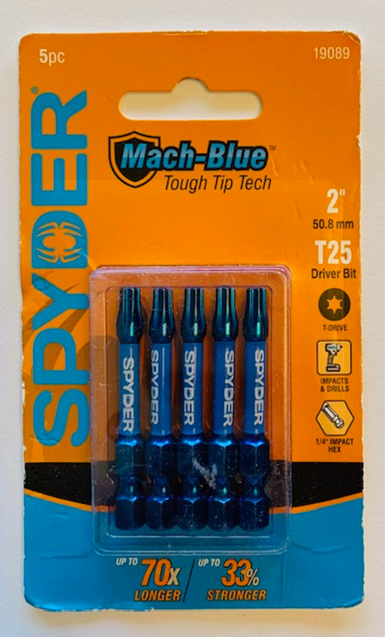 Spyder 19089 SPY 5-Piece 1/4-in x 2-in T25 Driver Bit