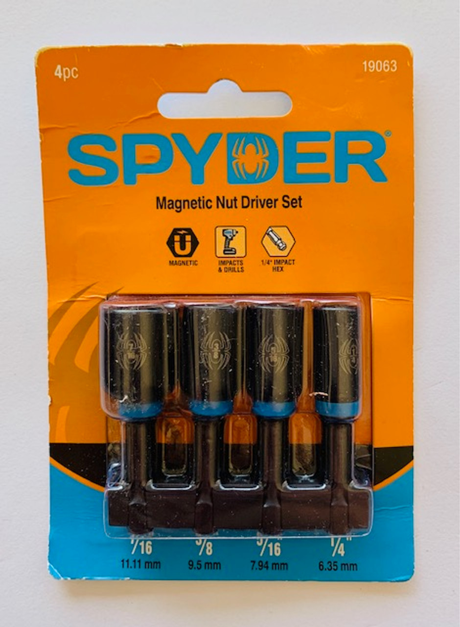 Spyder 19063 1/4" Driver Magnetic Nut Driver Set 4-Piece - 7/16", 3/8", 5/16" & 1/4"