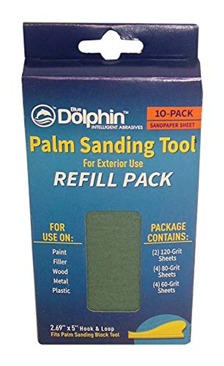 Blue Dolphin 5" x 2.69" Palm Sanding Tool Refill Pack of 10 (01455)