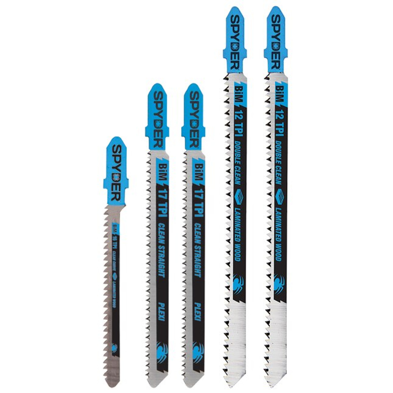 Spyder (5-Pc) 300088 Bi-Metal Single-Sided T-Shank Jig Saw Blade Set