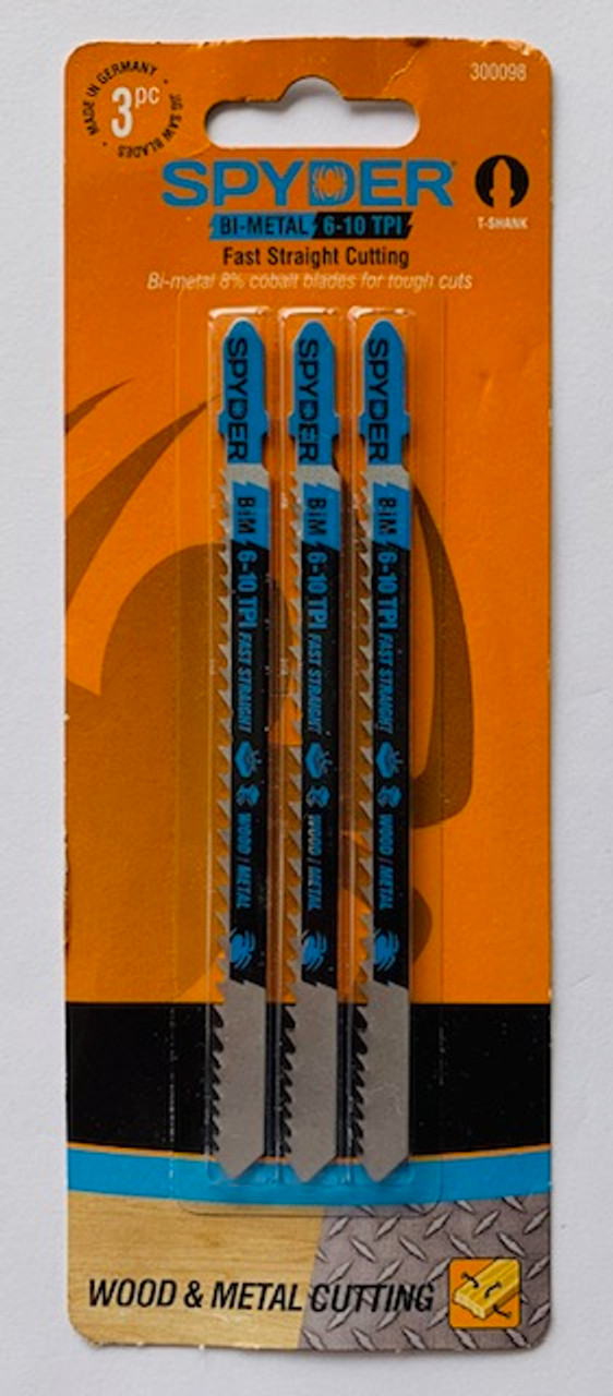 Spyder 300098 T-Shank Bi-Metal Jig Saw Blade Set 3Pc.