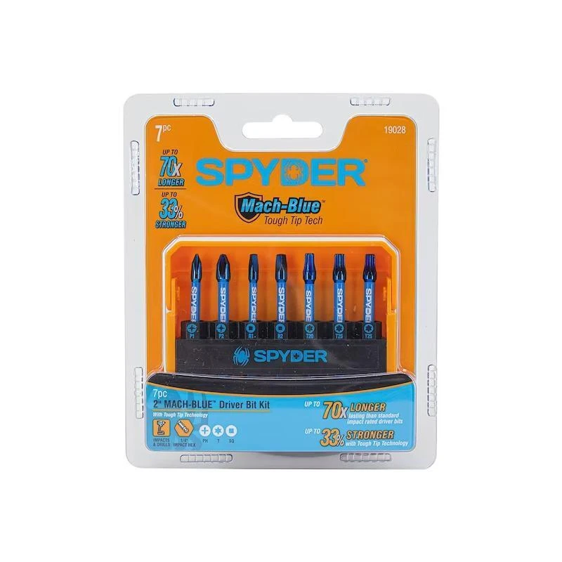 Spyder 19028 Hex/Phillips/Square/TORX 1/4 in x 2 in Impact Bit Set 7 Piece