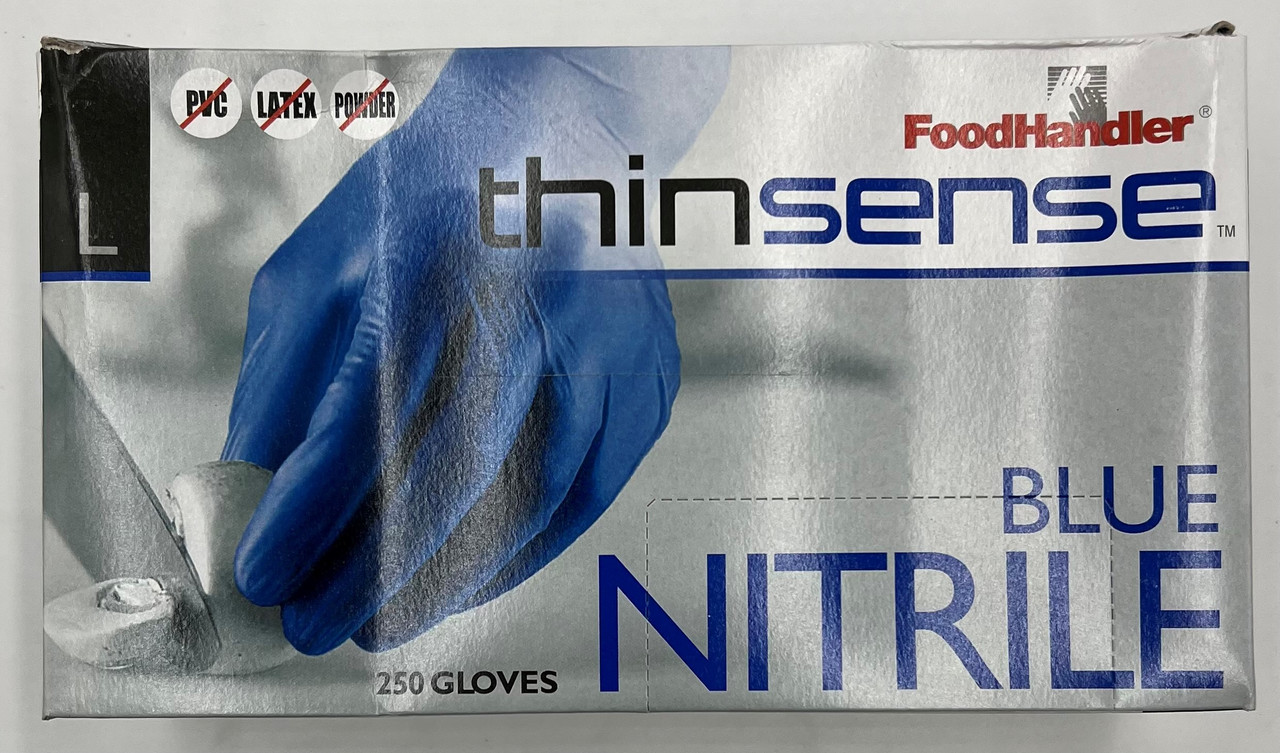 4 boxes of 250 ThinSense Latex Free, Powder Free Nitrile Blue Gloves - Large