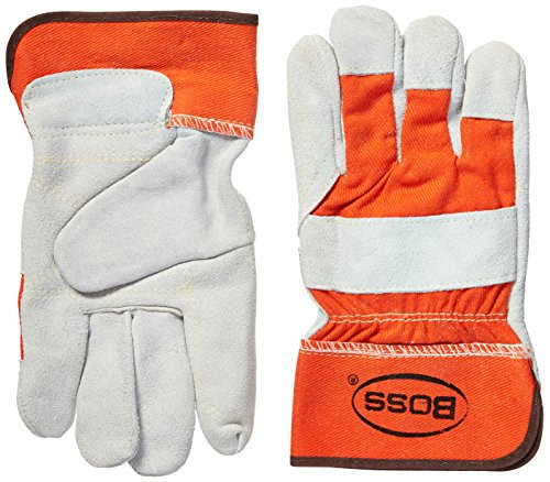 Boss 1-Pair/Size Large Gloves #2393 Double Split Leather Palm Gloves